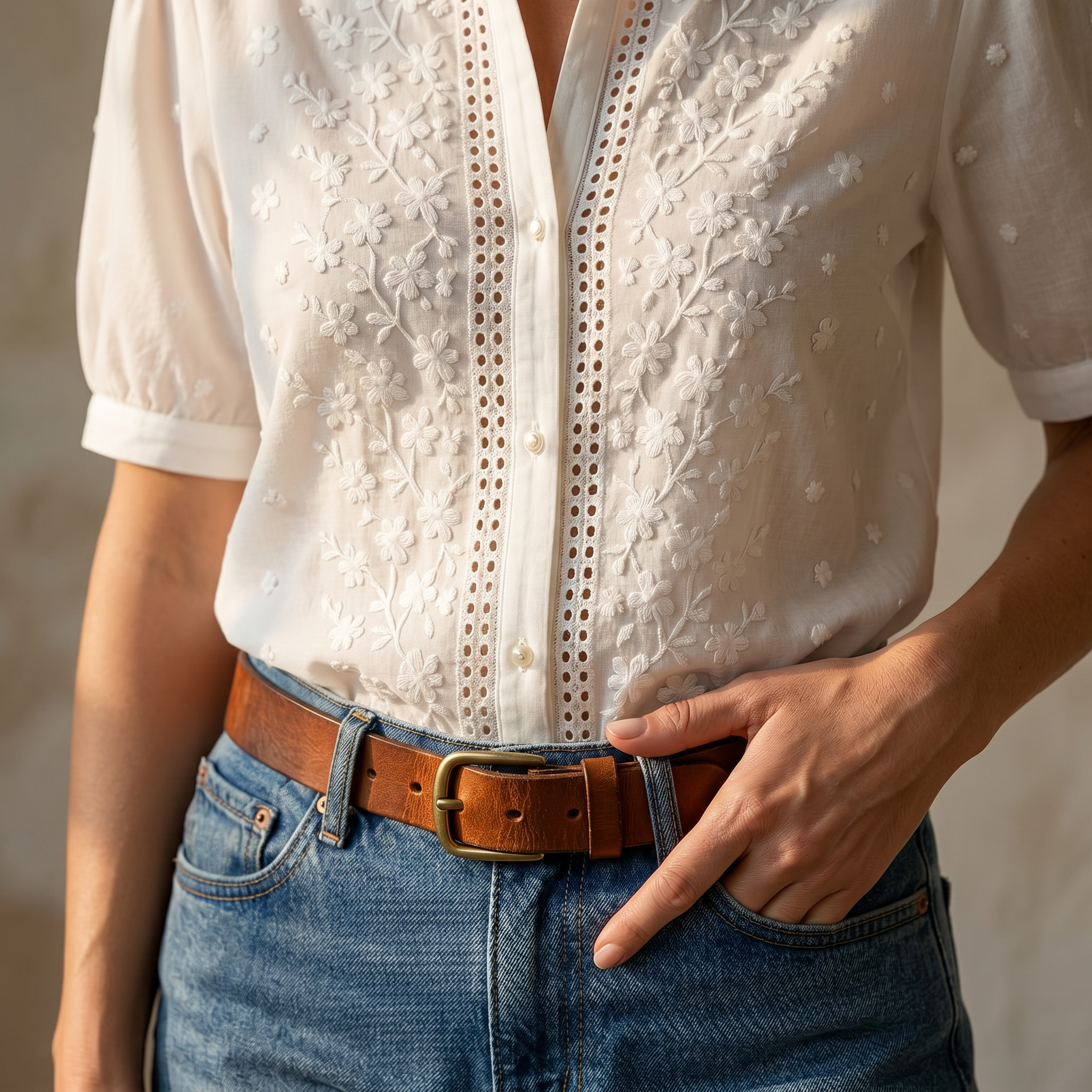 Lunelle – Women's Embroidered White Blouse