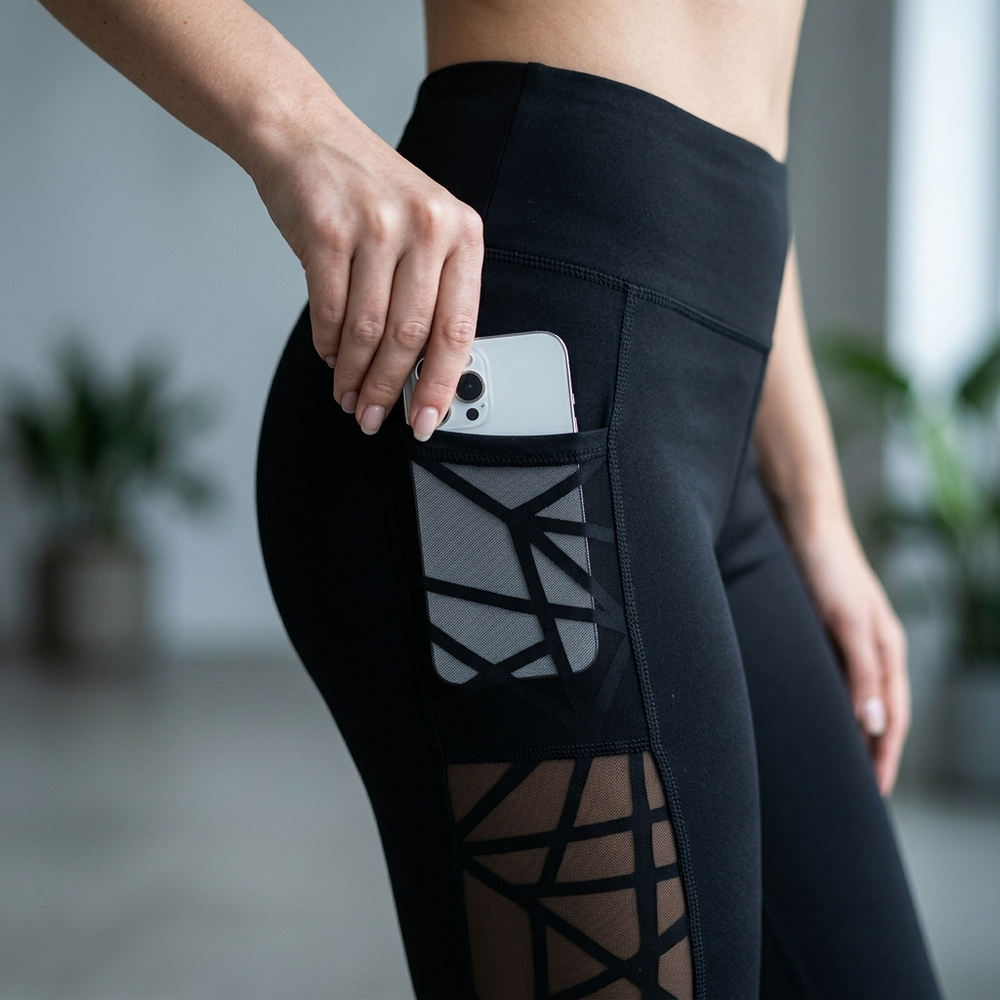 Luxefit – High Waisted Mesh Leggings with Hidden Pocket