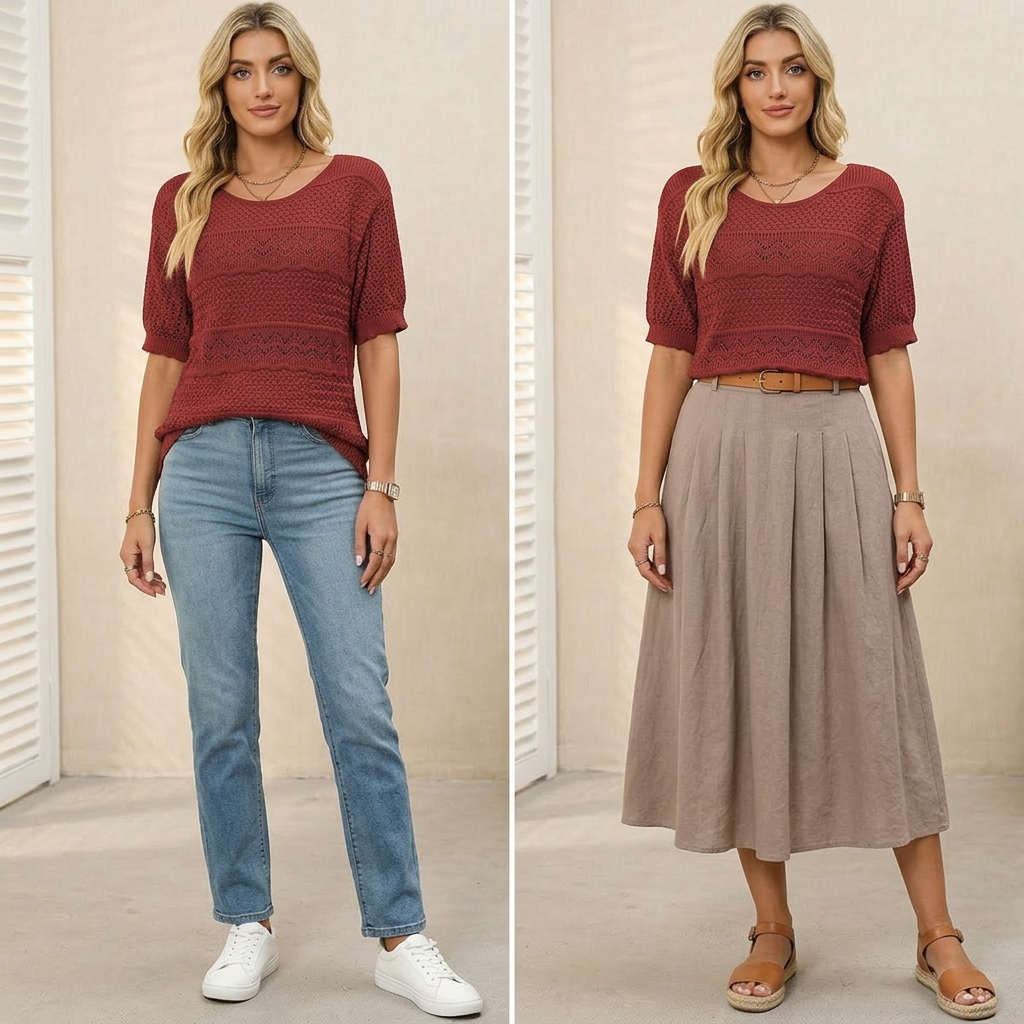 Wovelle – Women's Textured Knit Top for Warm Days