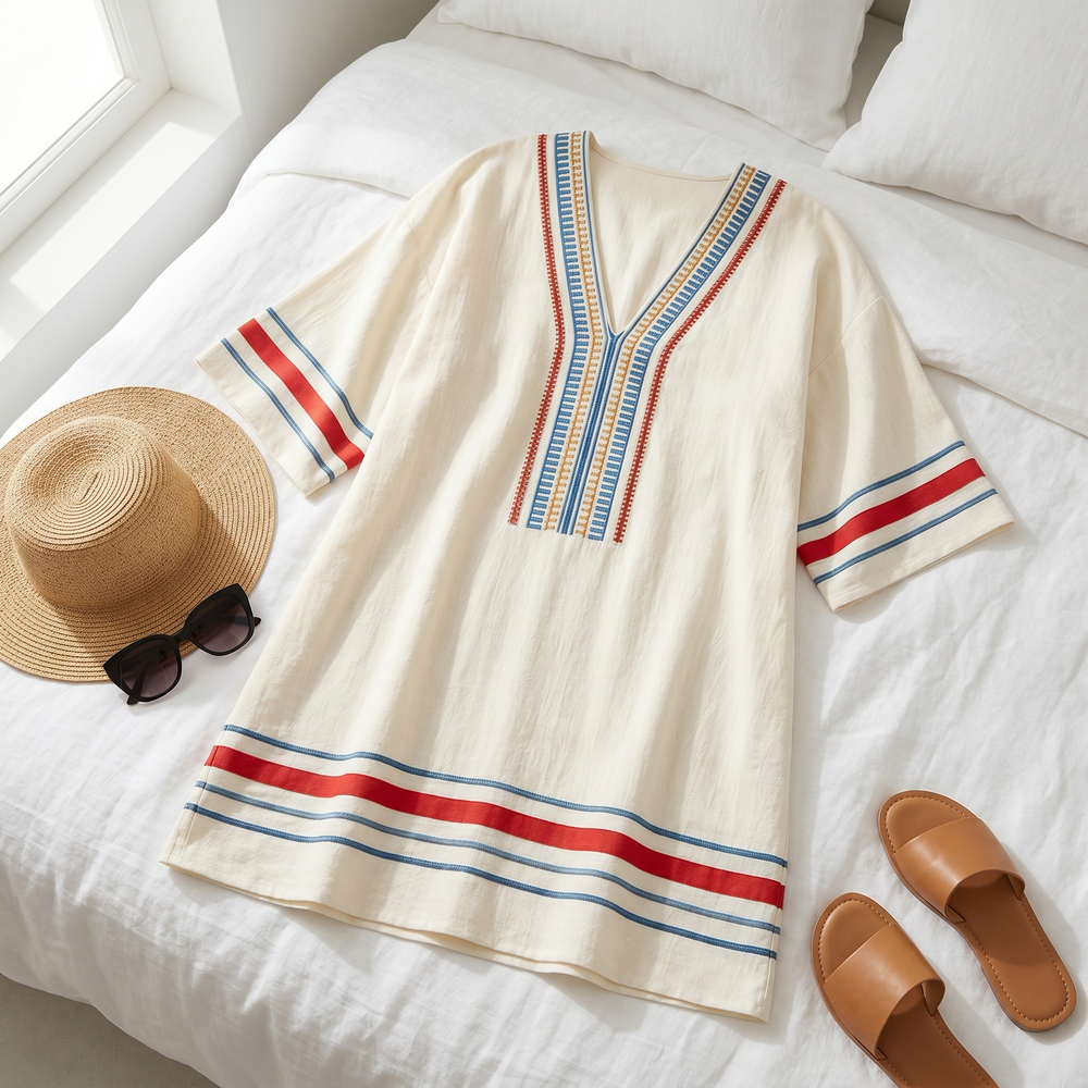 Sienna – Women's Embroidered Kaftan Mini Dress