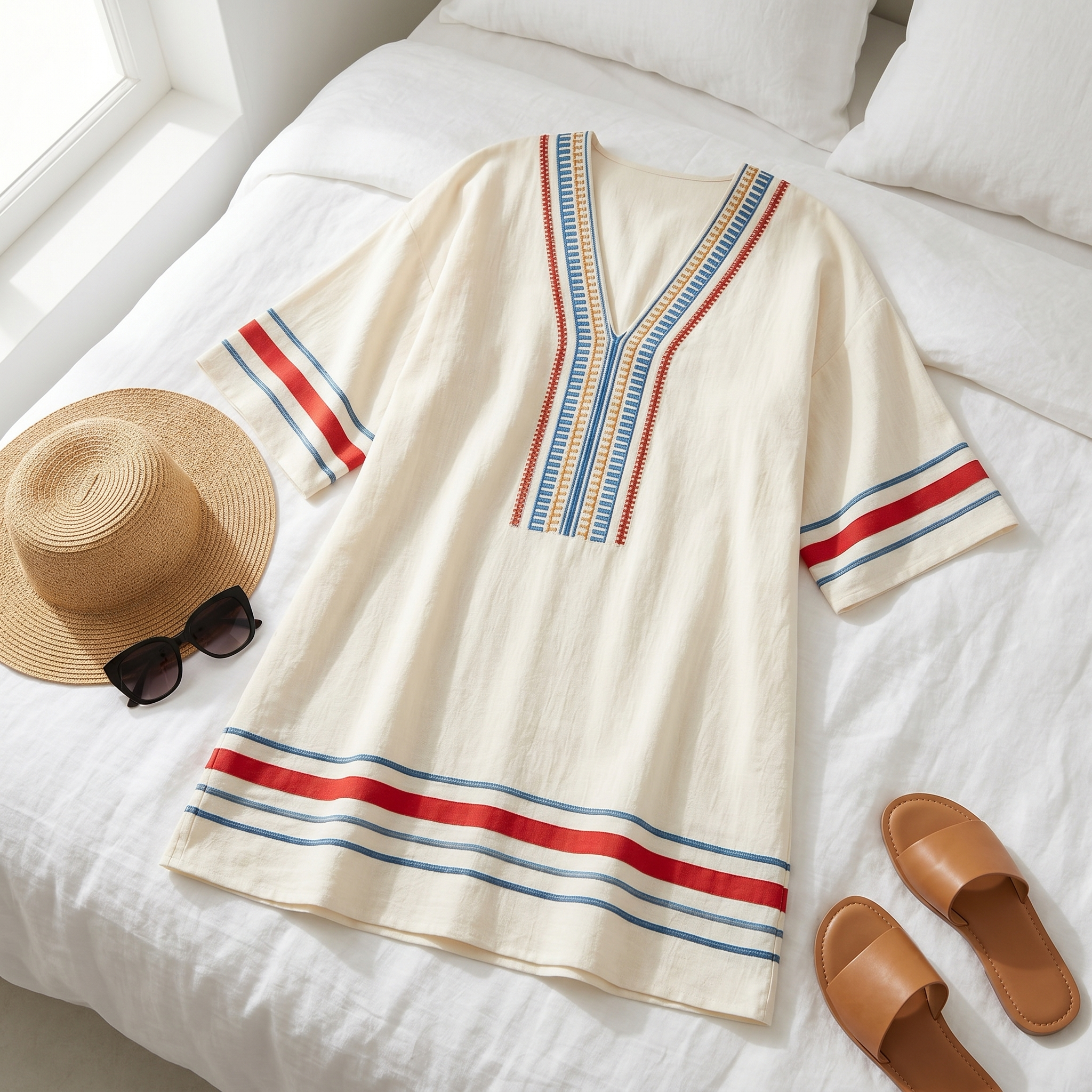 Sienna – Women's Embroidered Kaftan Mini Dress