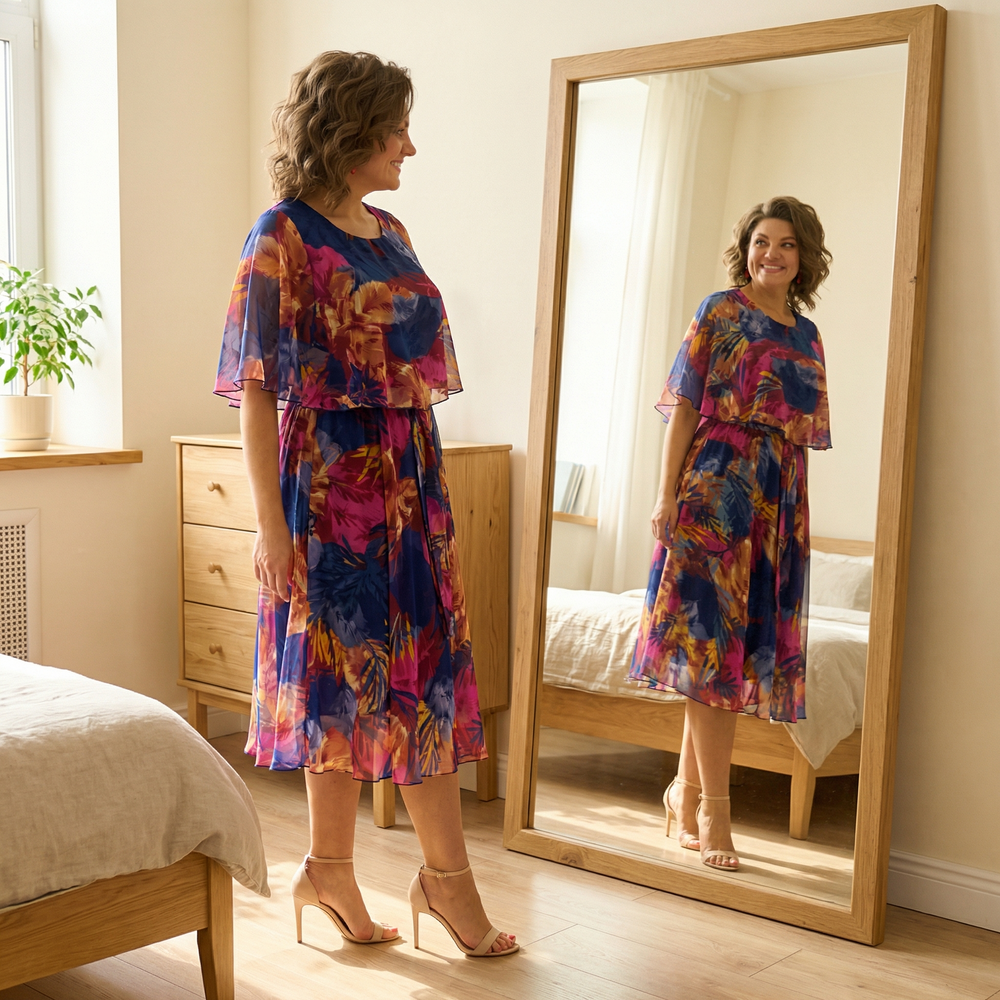 Floressa – Flowy Lined Chiffon Midi Dress