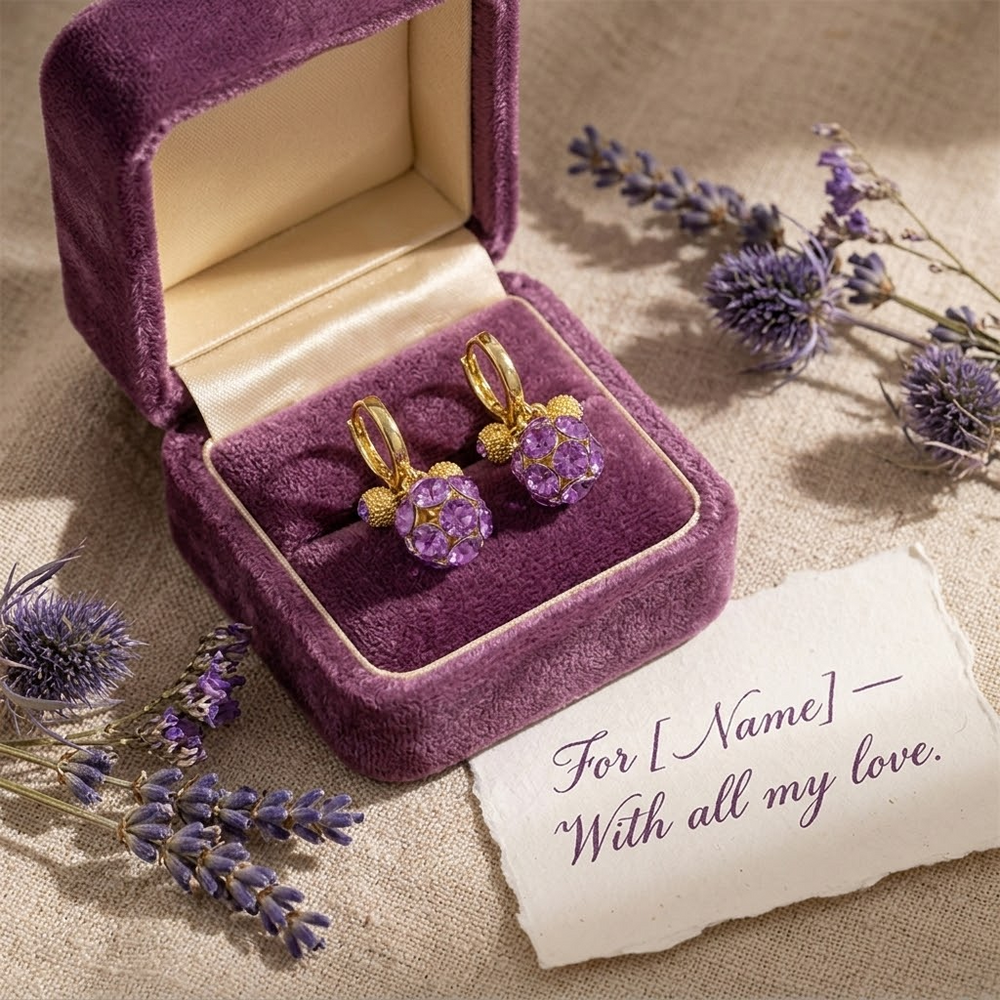 Violetta – Romantic Amethyst Crystal Earrings for Her