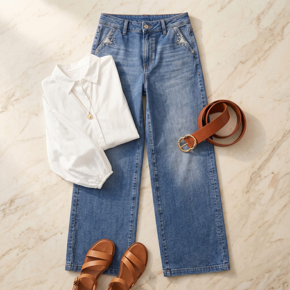 Luvenza – Women's Vintage Wide-Leg Flare Jeans