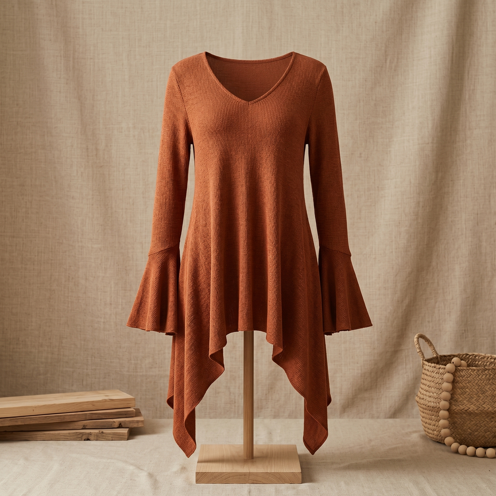 Lirelle – Women's Flowy Handkerchief-Hem Knit Tunic