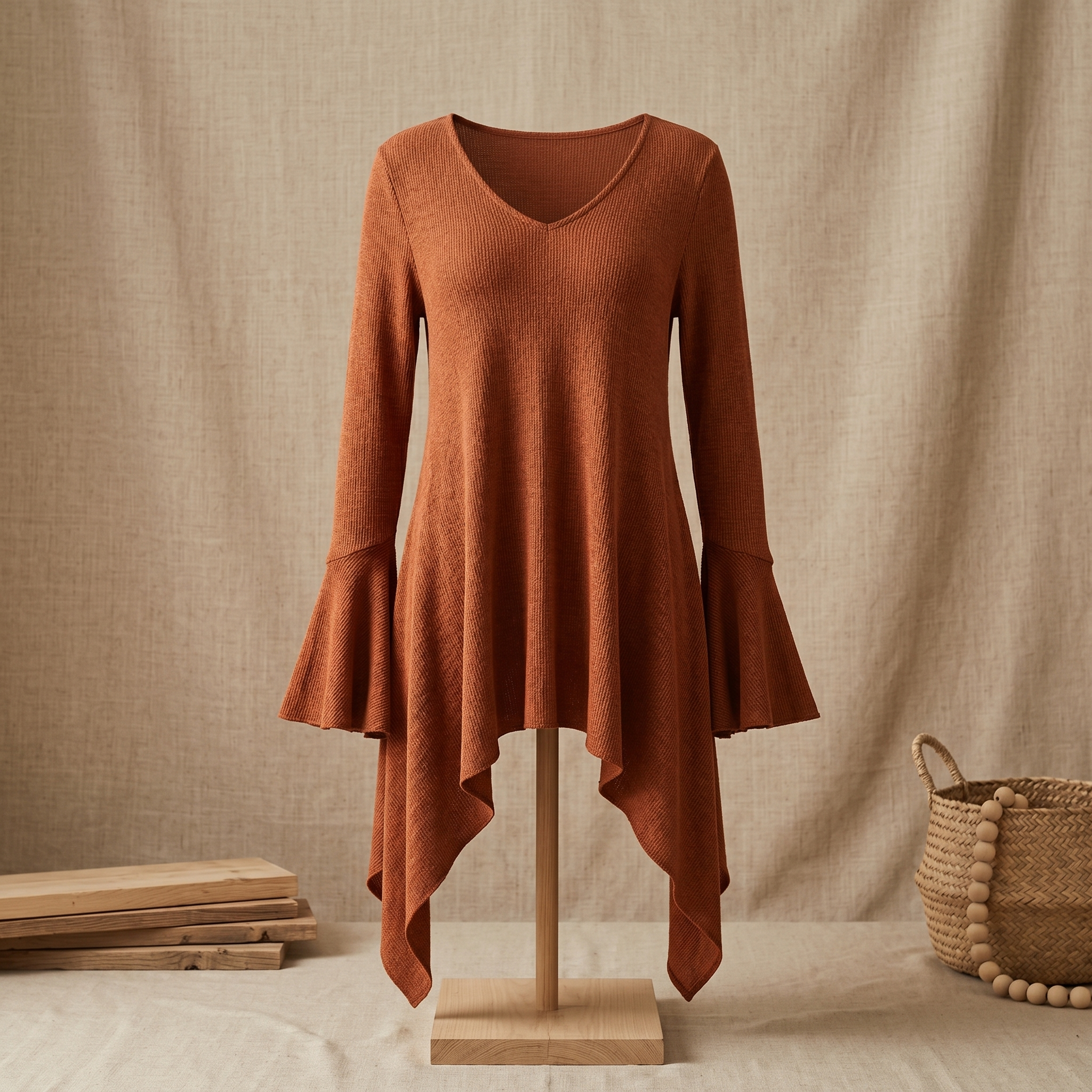 Lirelle – Women's Flowy Handkerchief-Hem Knit Tunic