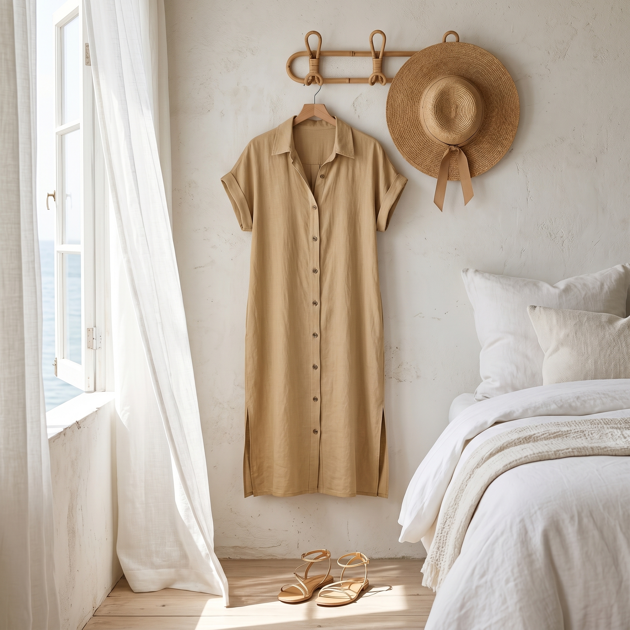 Solenya – Women's Breezy Button-Down Midi Dress