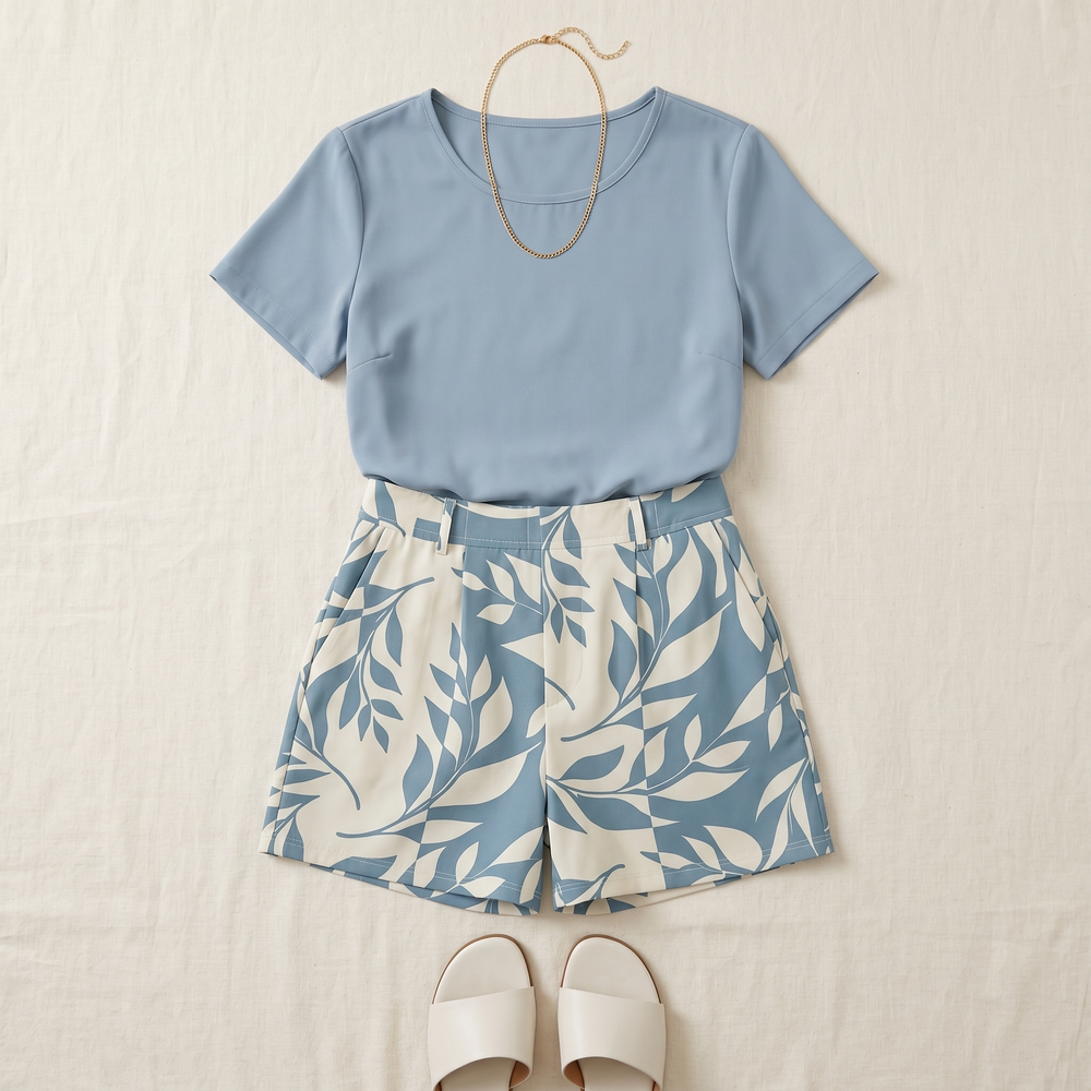 Verella – Women's Leaf Print 2-Piece Summer Set