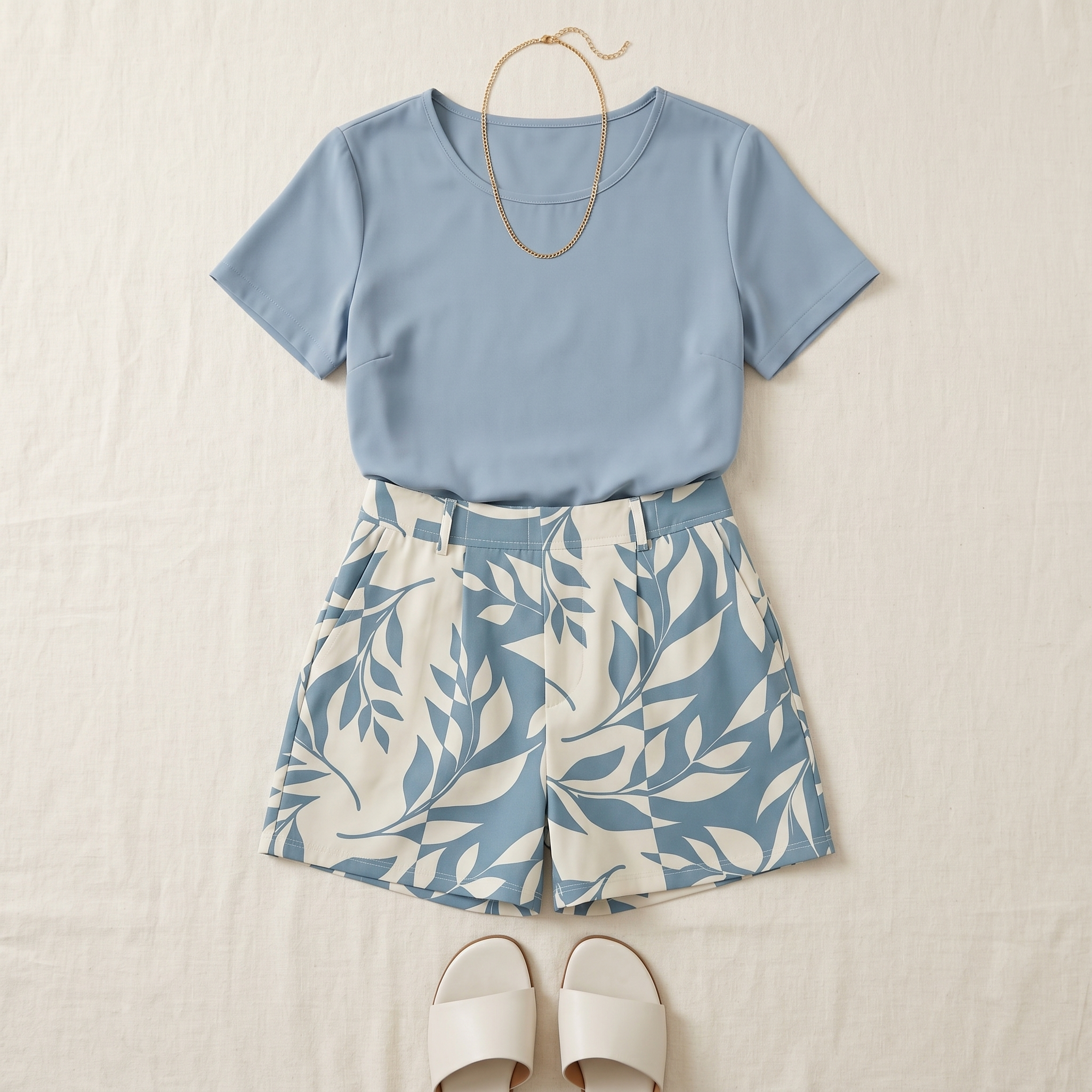 Verella – Women's Leaf Print 2-Piece Summer Set