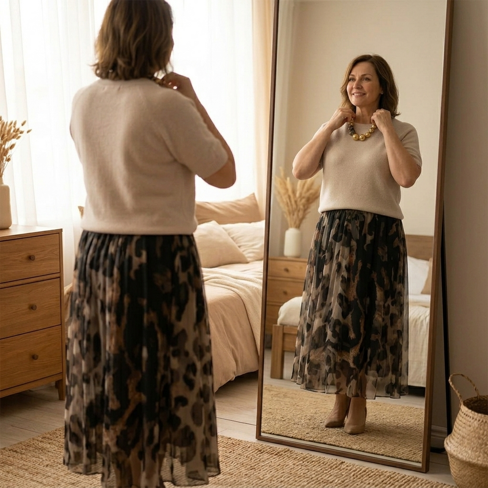 Vivara – Women's Soft Knit & Leopard Skirt Set