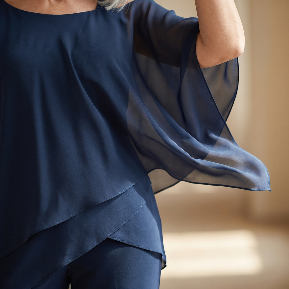 Élora – Women's Asymmetric Chiffon Two-Piece Set