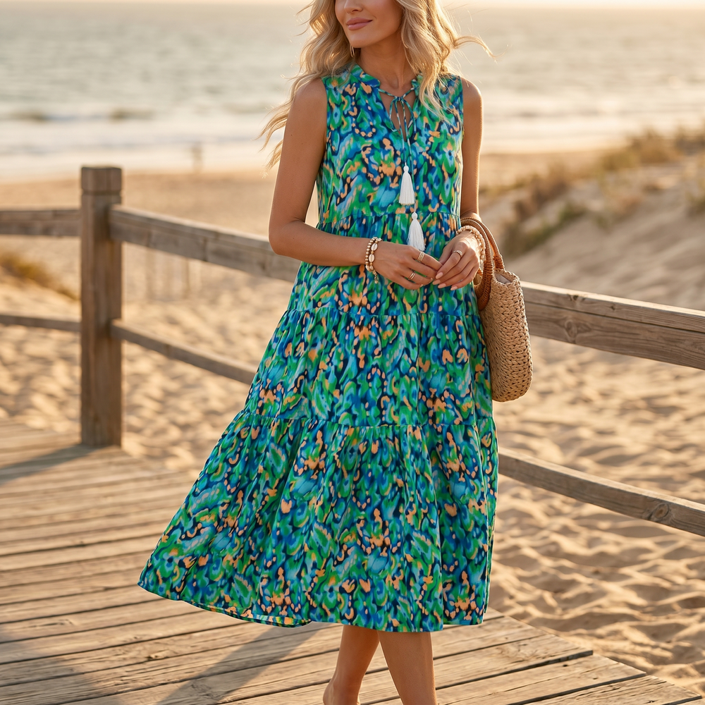 Soleia – Women's Tiered Boho Midi Dress