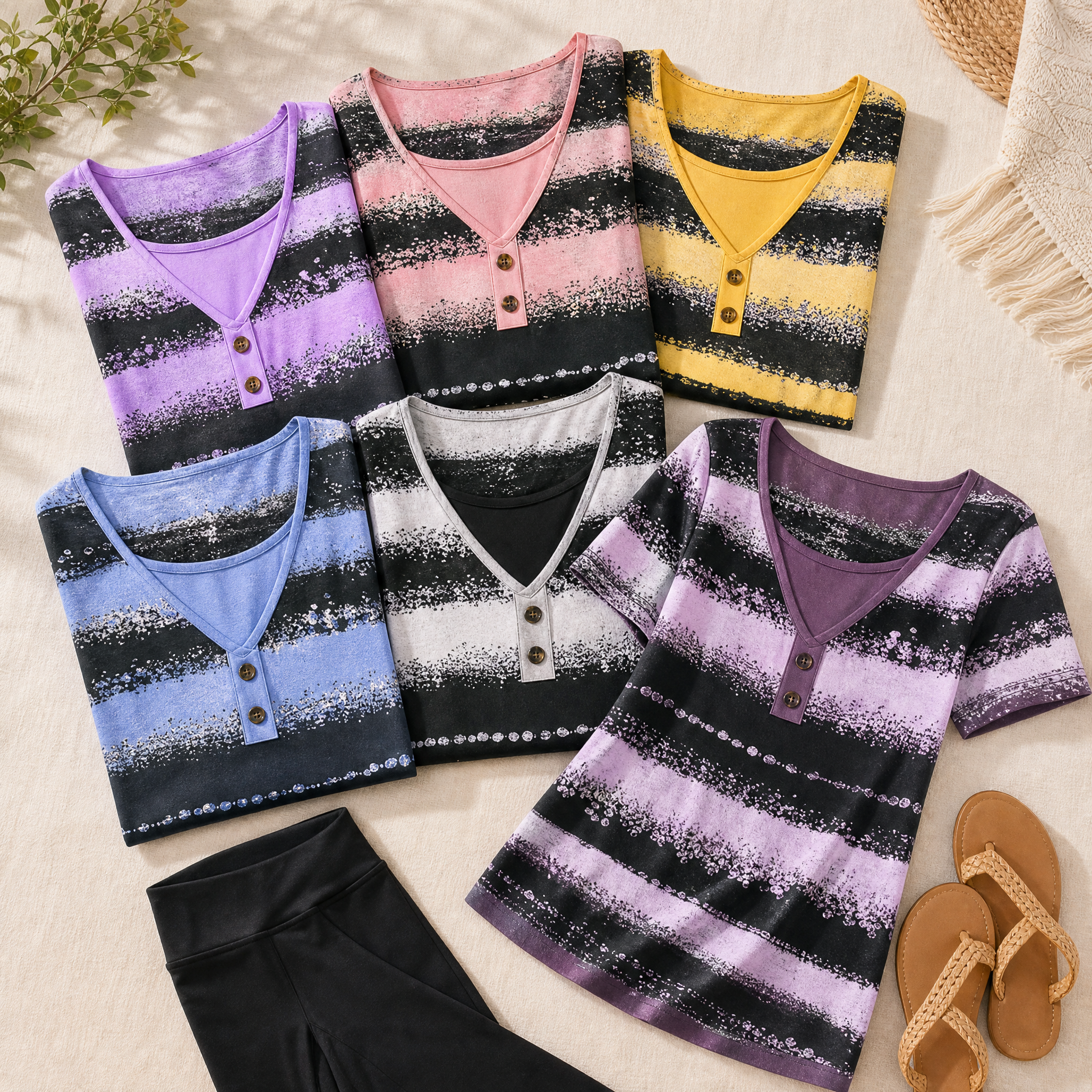 Vesper – Women's Flowy Watercolor Henley