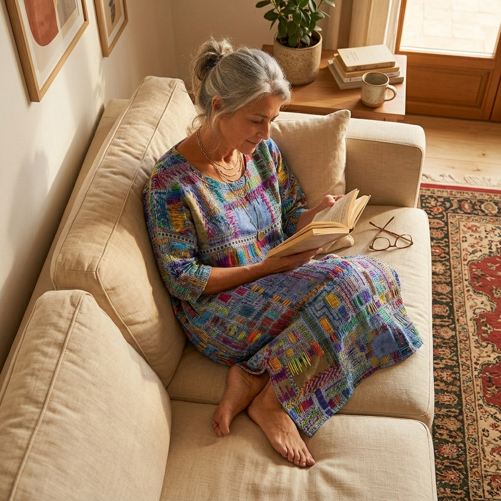 Tessara – Women's Artisan Print Midi Dress with Pockets