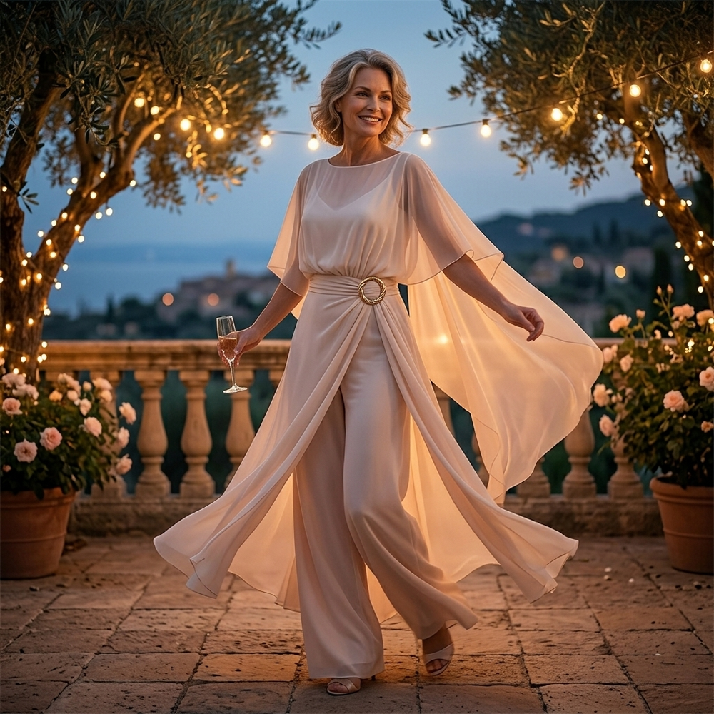 Velaire – Cape Sleeve Top and Wrap Pants Set for Women