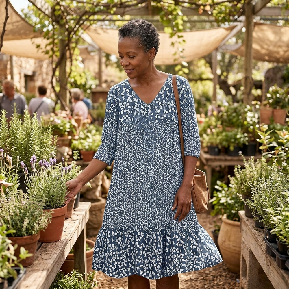 Bellora – Breezy Floral Midi Dress with Ruffle Hem