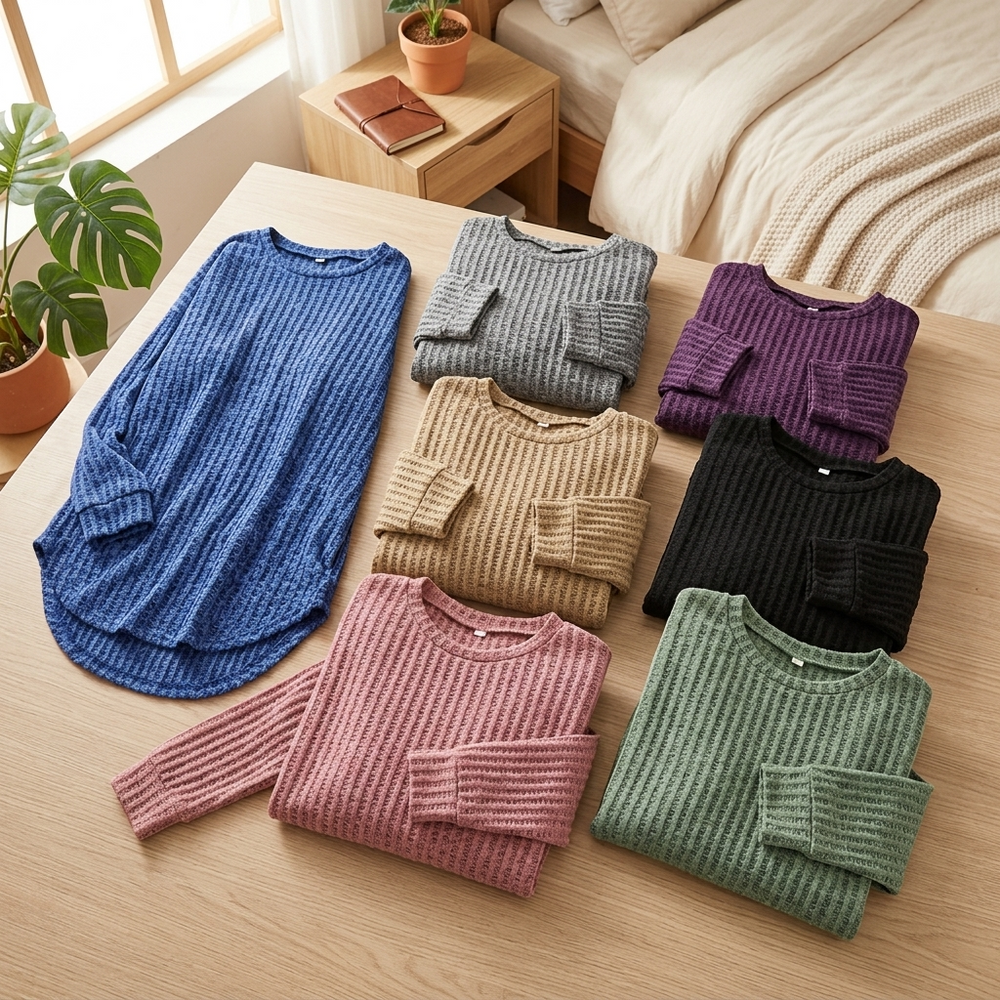 Wovelle™ – Waffle Knit Oversized Sweater