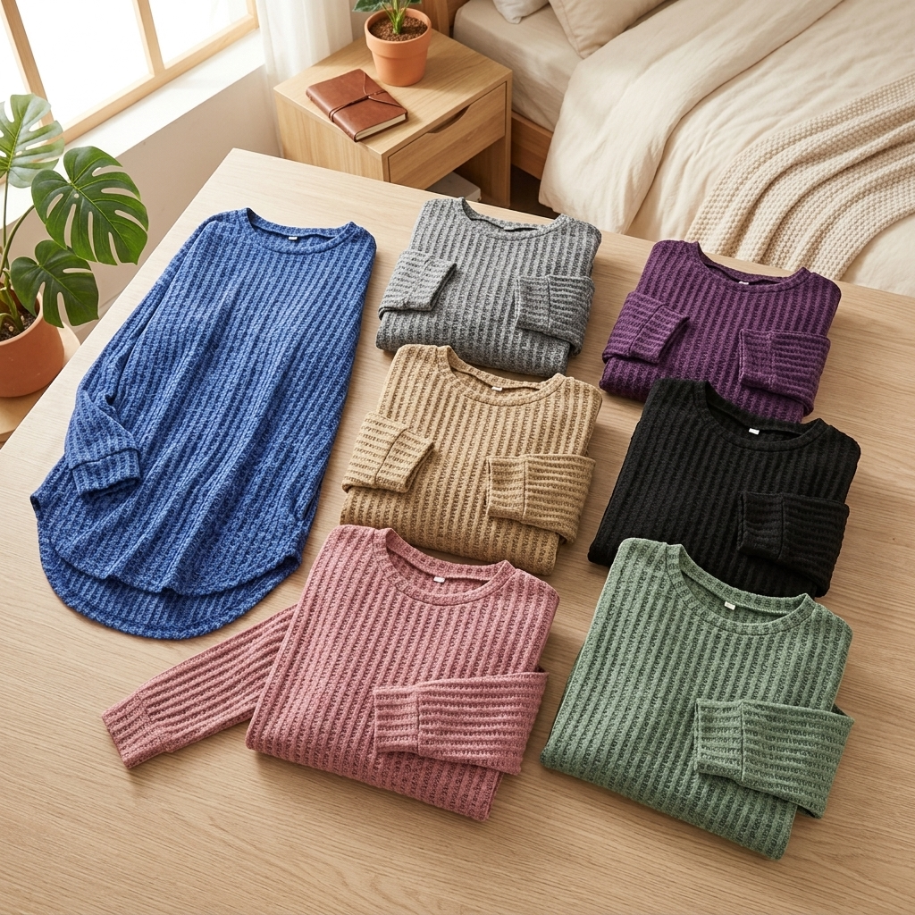 Wovelle™ – Waffle Knit Oversized Sweater