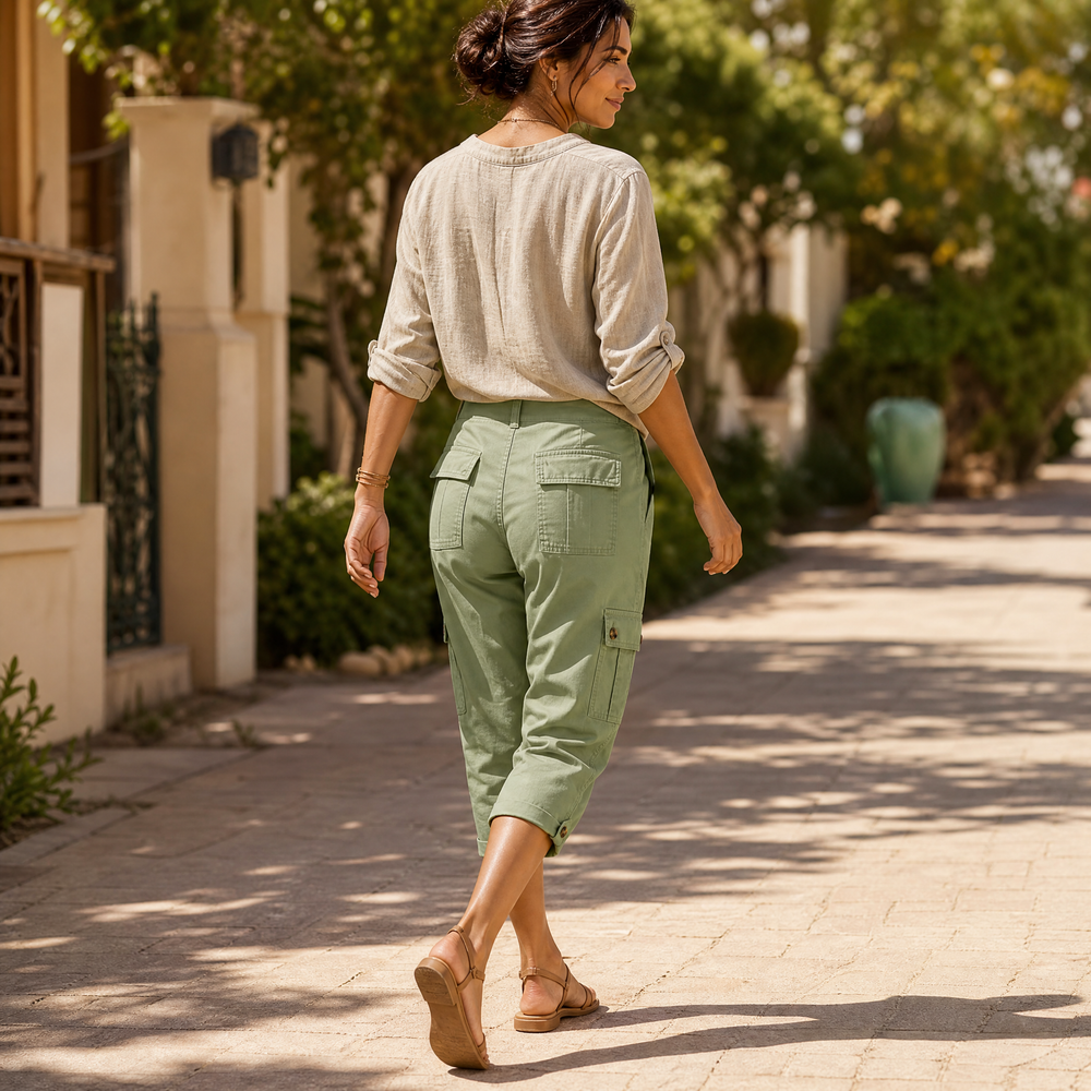 Movana – Women's Comfortable Stretch Capri with Pockets