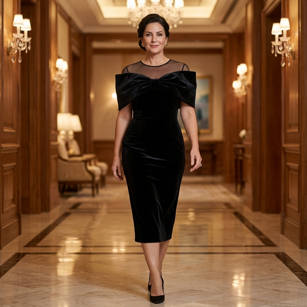 Velara – Dramatic Bow Midi Dress