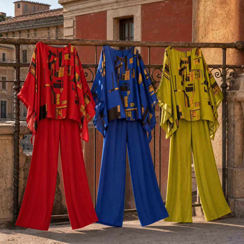 Vesara™ Elegant Batwing Top & Wide-Leg Pants Set