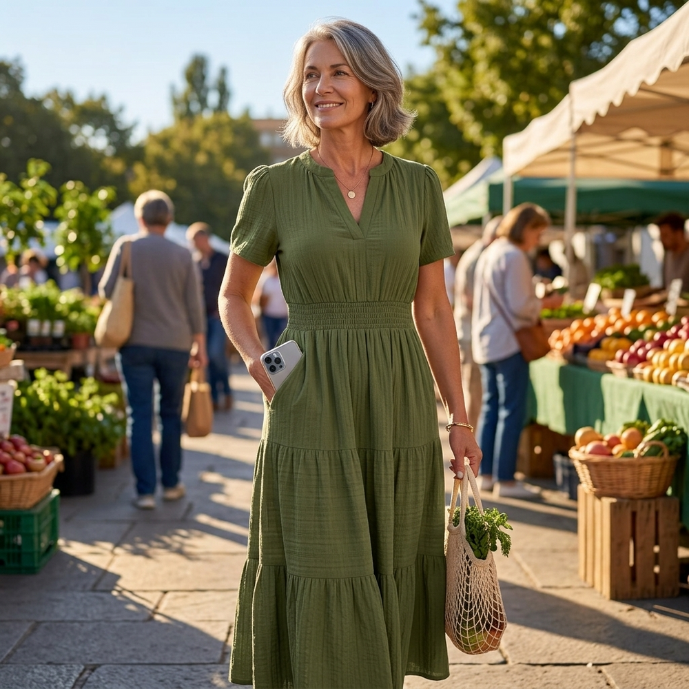 Vivara – Women's Flowing V-Neck Summer Maxi Dress