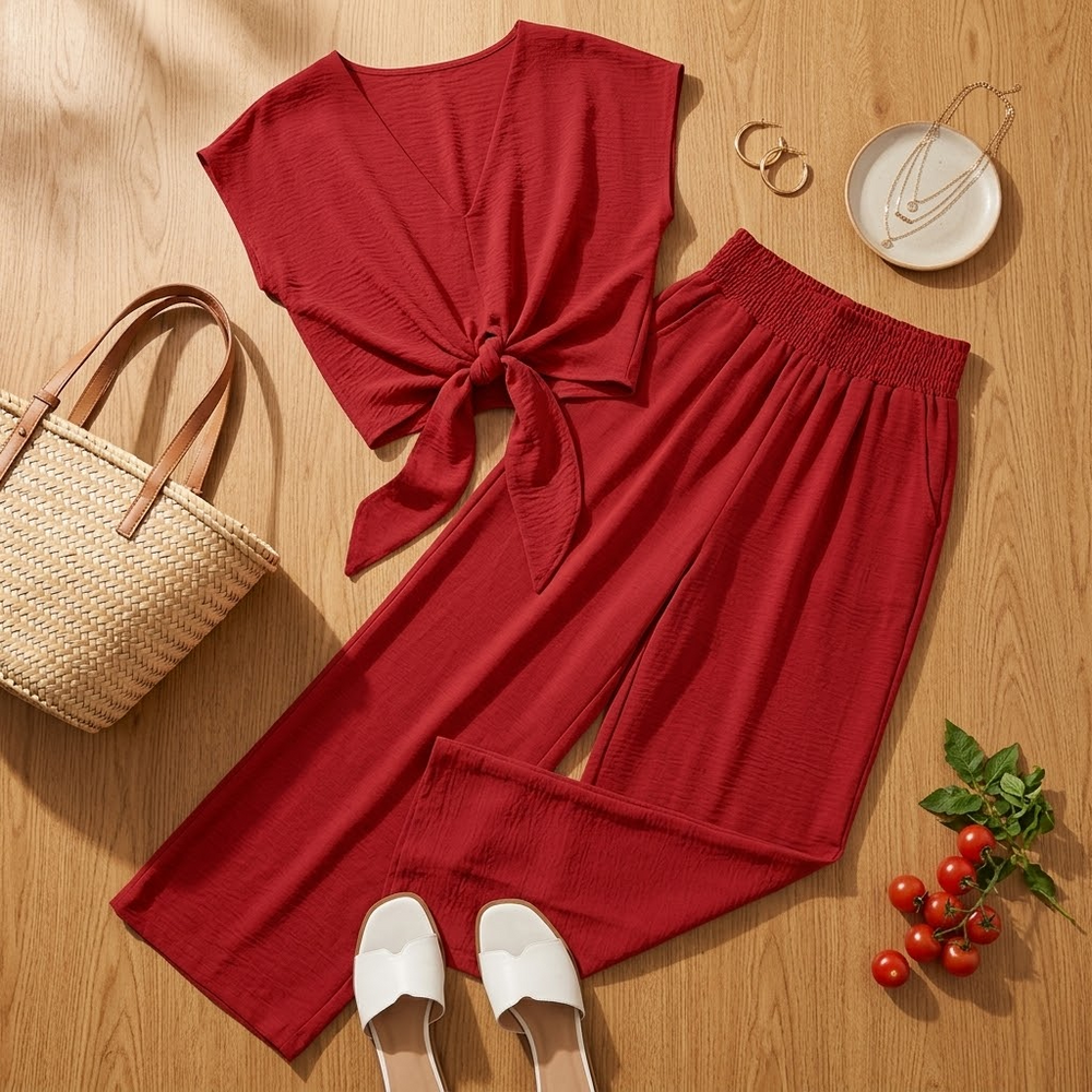 Solenza – Flattering Two-Piece Set with Wide-Leg Pants