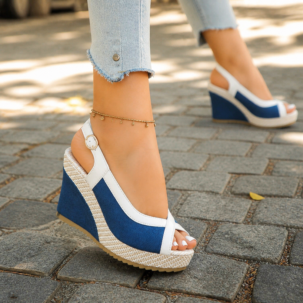 Veluna – Cushioned Peep-Toe Wedge Sandals