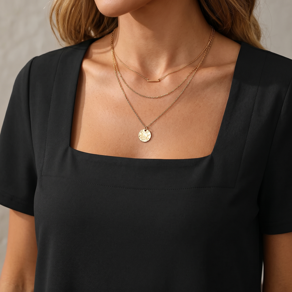Soliva – Women's Soft Square-Neck Pocket Dress