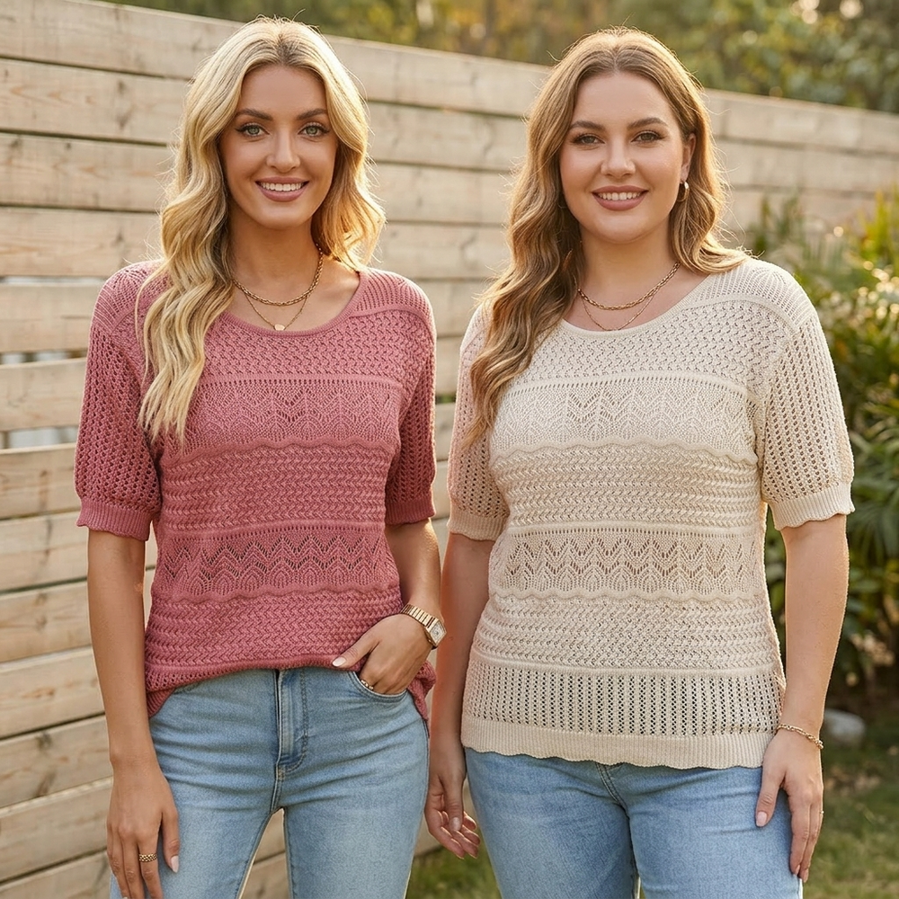 Wovelle – Women's Textured Knit Top for Warm Days