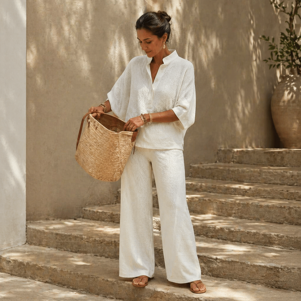 Vienelle – Women's Waffle-Knit Two-Piece Set