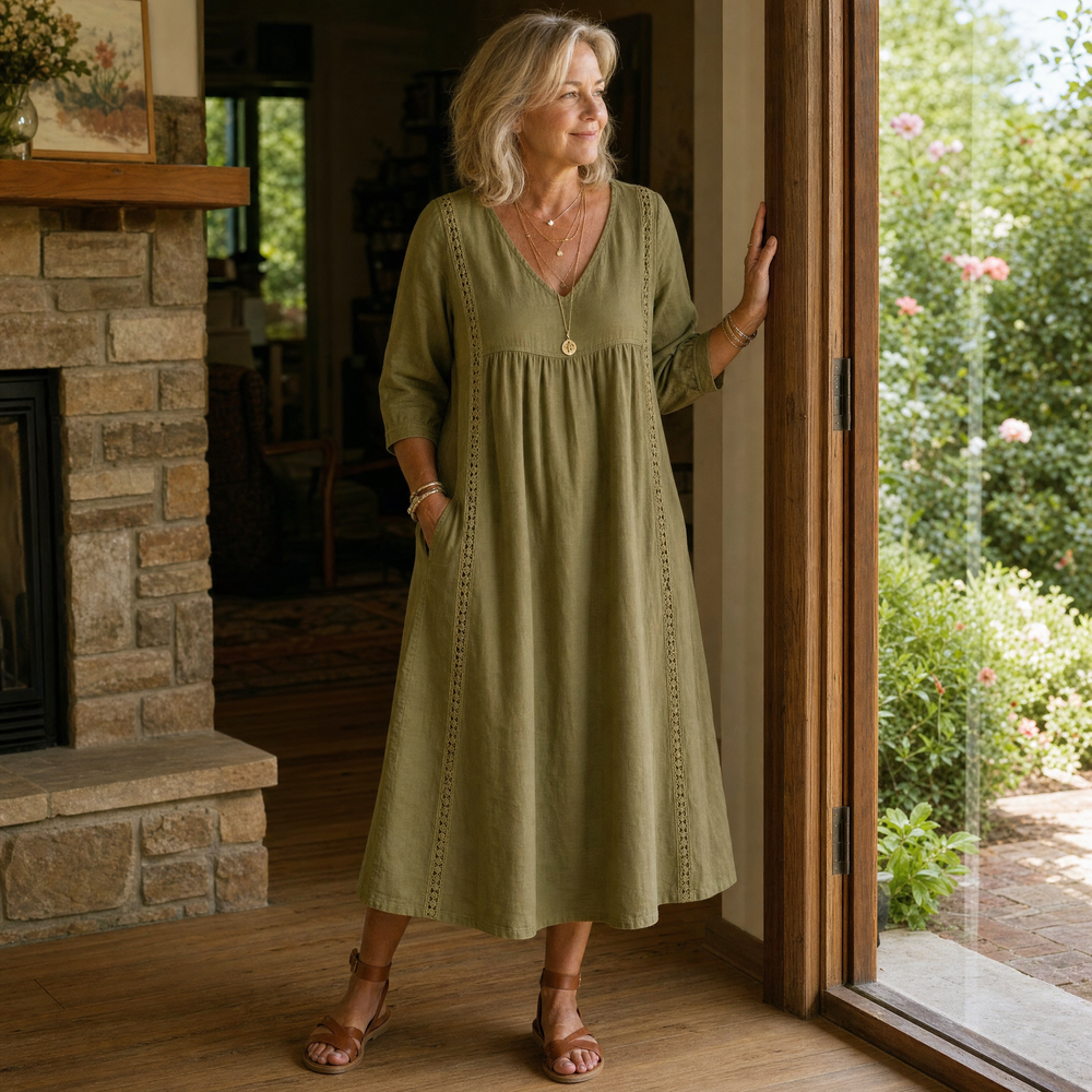 Virella – Women's Relaxed Midi Dress with Pockets
