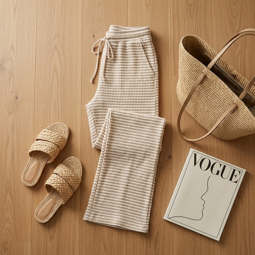 Seralune – Textured Knit Wide-Leg Trousers
