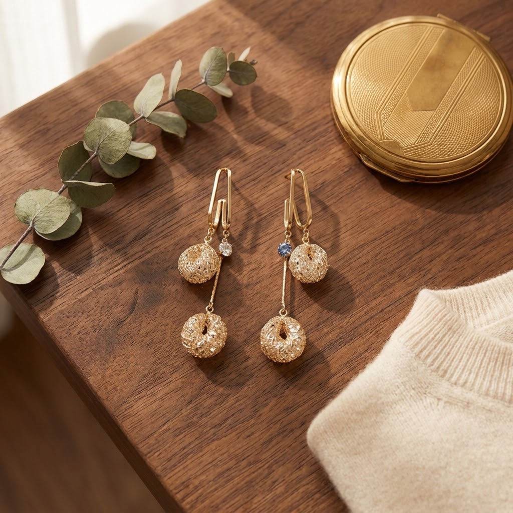 Lunavia – Woven Gold Crystal Drop Earrings