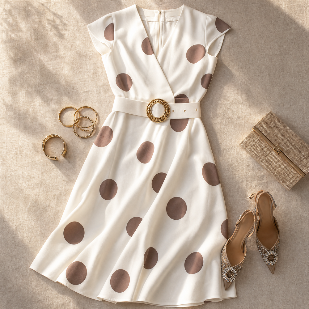 Marlowe – Women's Belted Polka Dot Midi Dress