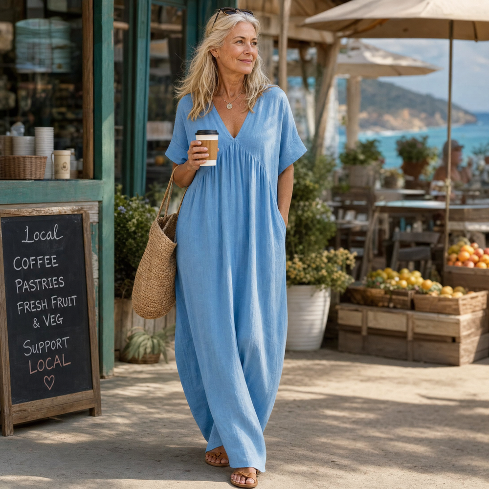 Marivelle – Women's Effortless Summer V-Neck Maxi Dress