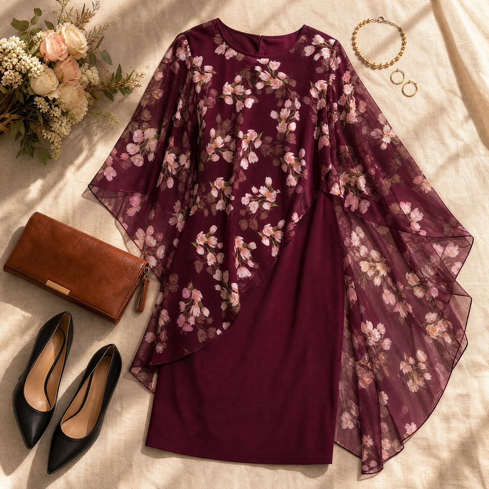 Florevia – Women's Elegant Overlay Sheath Dress