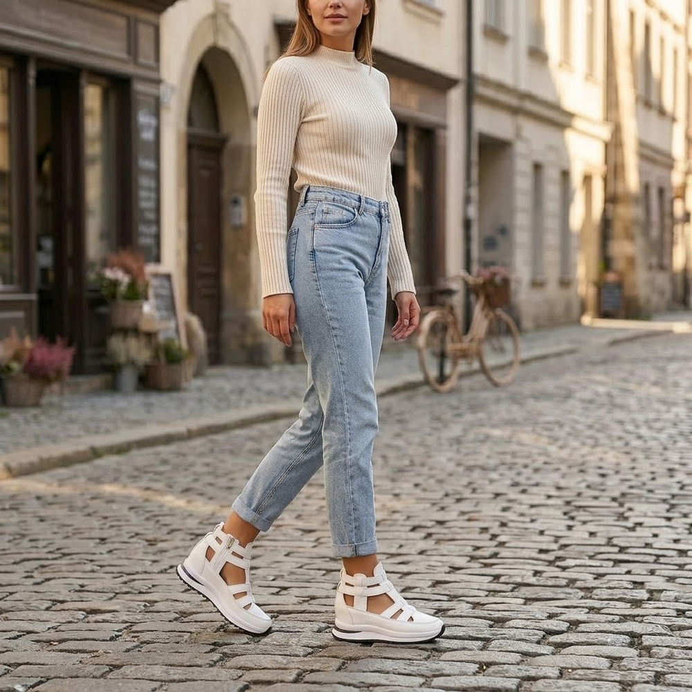 Veluna – Caged Wedge Sandals with Hidden Platform