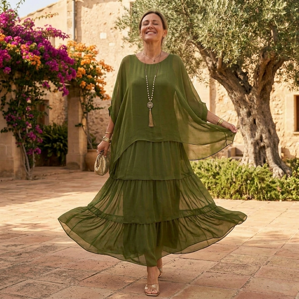 Velara – Women's Flowing Tiered Chiffon Maxi Dress