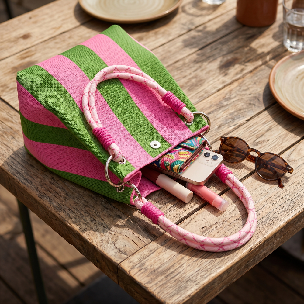Sundara – Striped Knit Bucket Bag