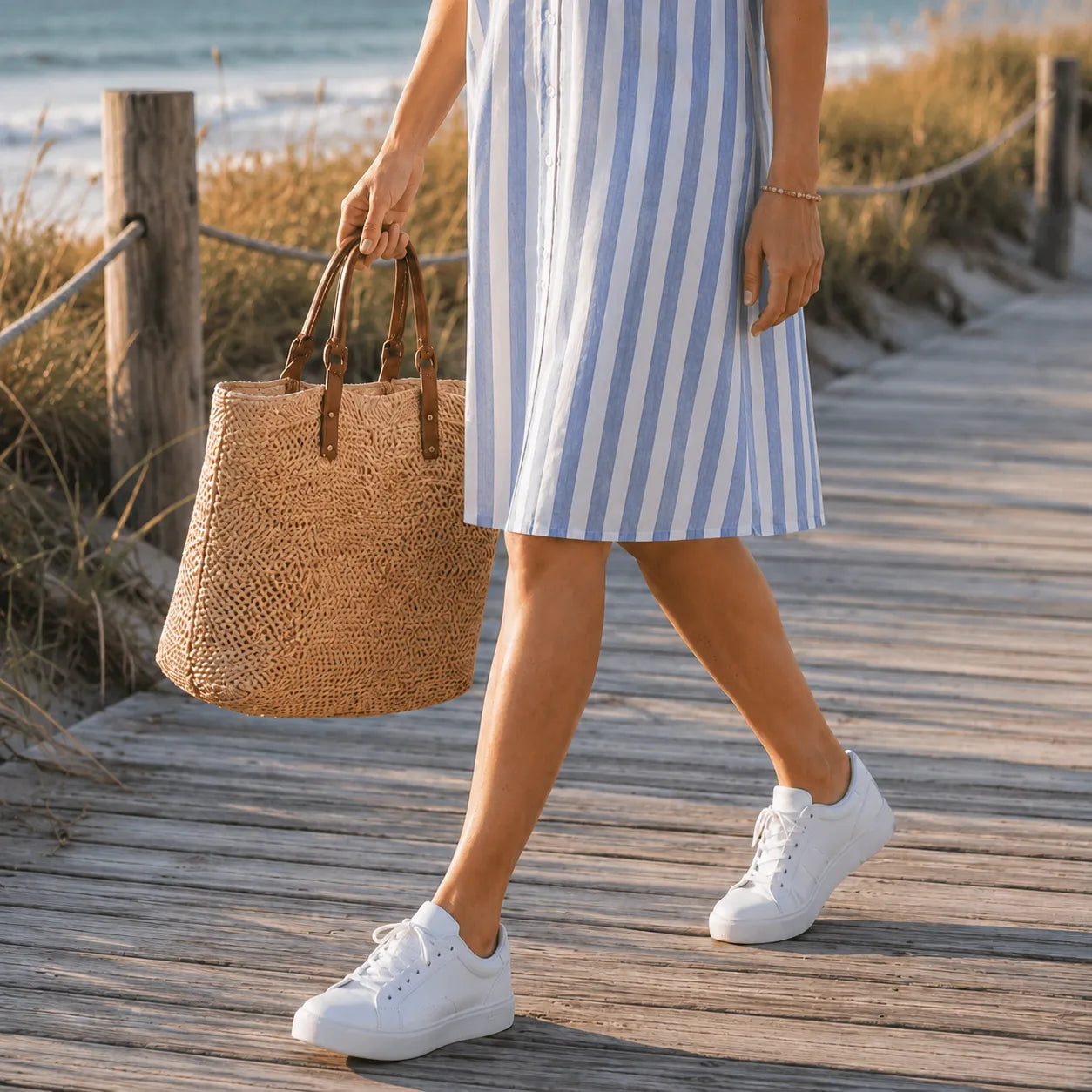 Solenya – Striped Linen-Look Shirt Dress for Summer