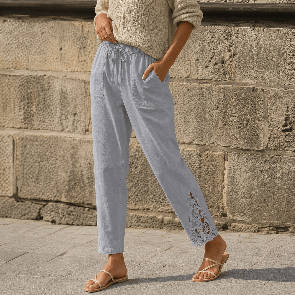 Liora – Women's Lace Trim Drawstring Comfort Pants
