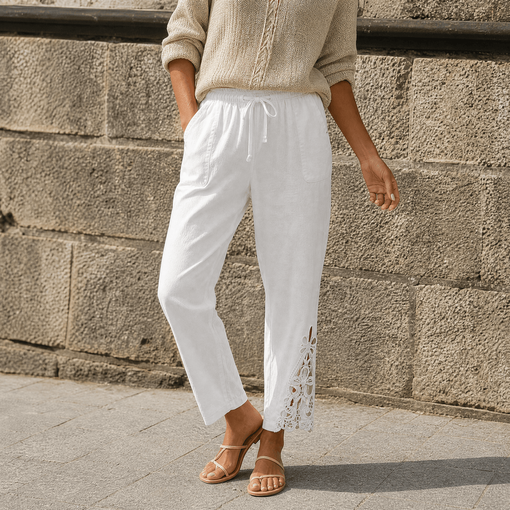 Liora – Women's Lace Trim Drawstring Comfort Pants