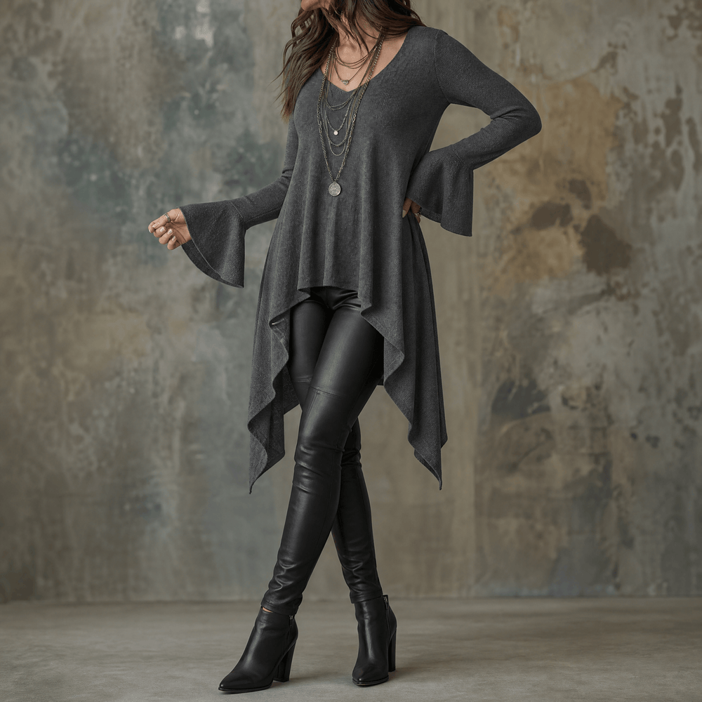 Lirelle – Women's Flowy Handkerchief-Hem Knit Tunic