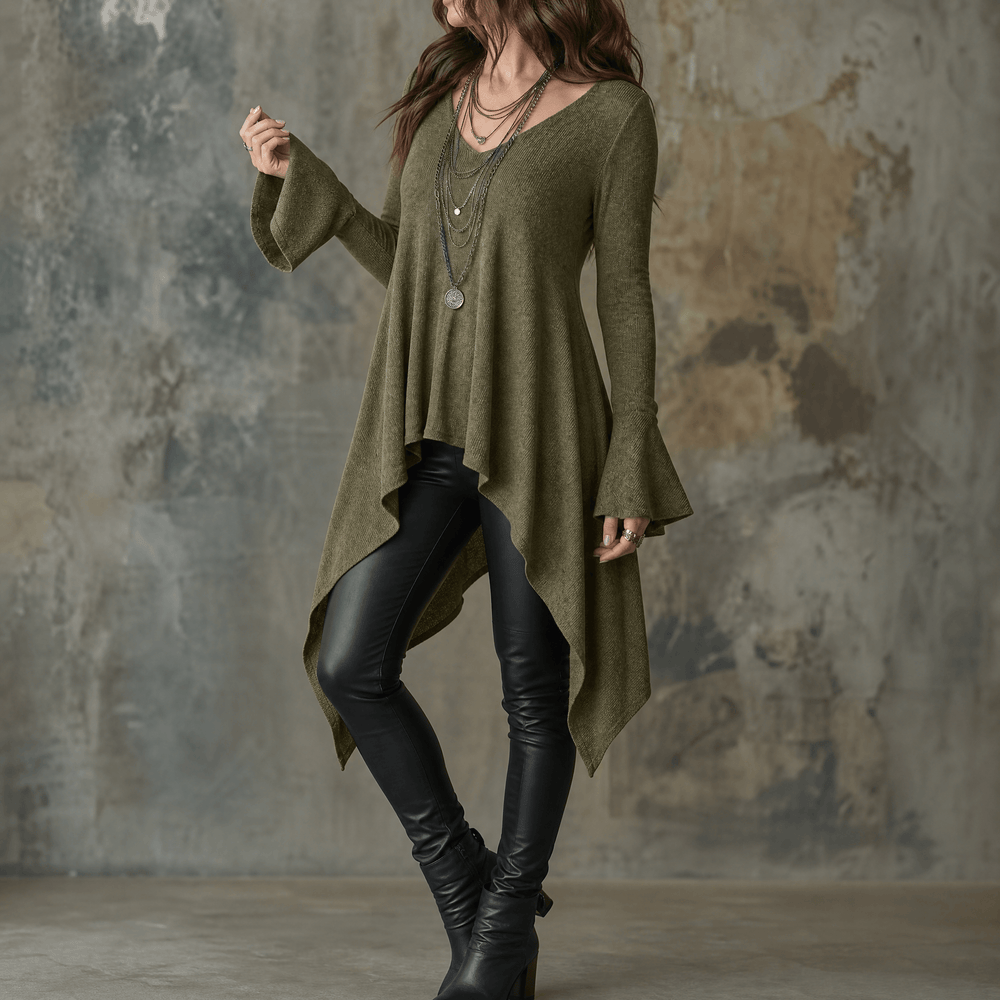 Lirelle – Women's Flowy Handkerchief-Hem Knit Tunic