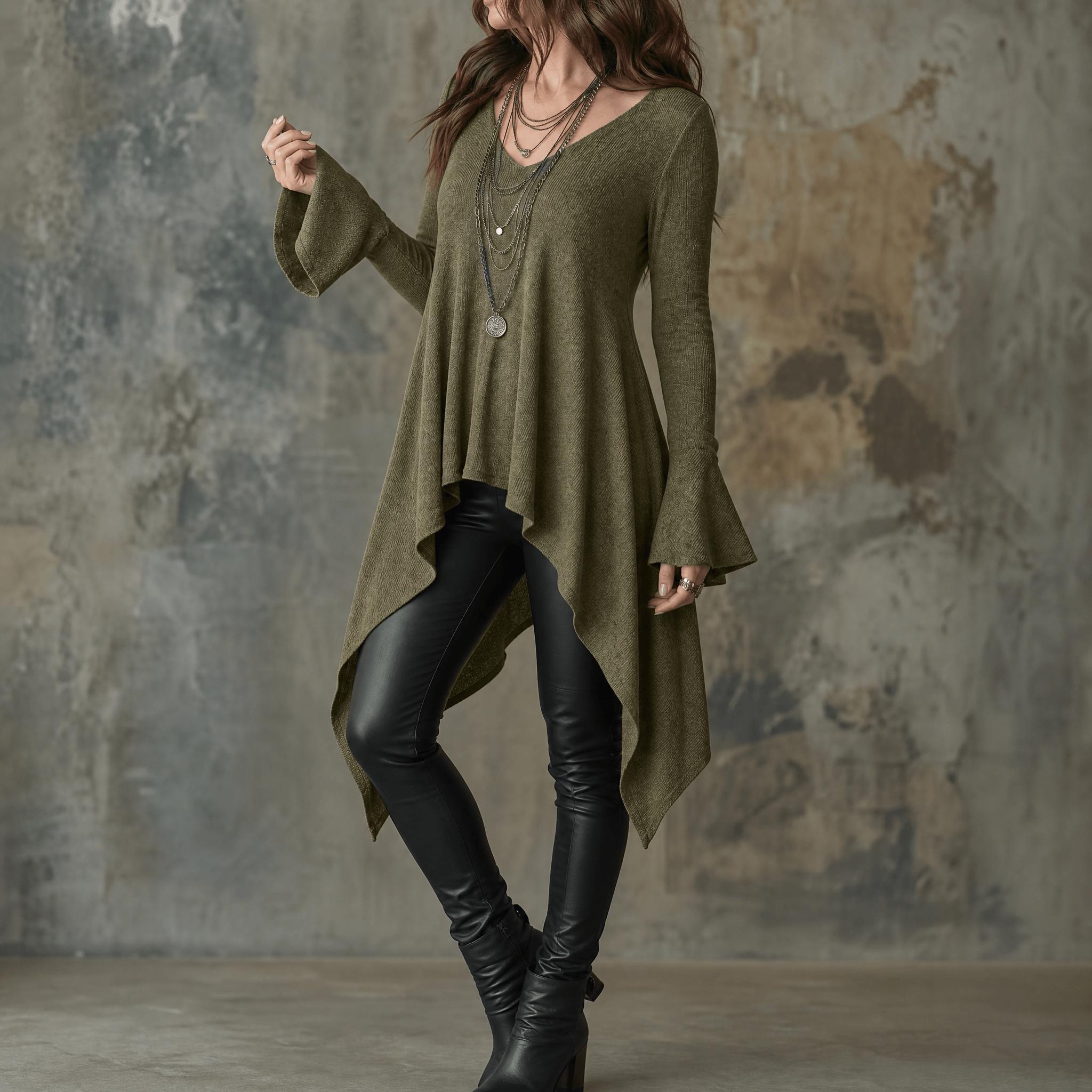 Lirelle – Women's Flowy Handkerchief-Hem Knit Tunic