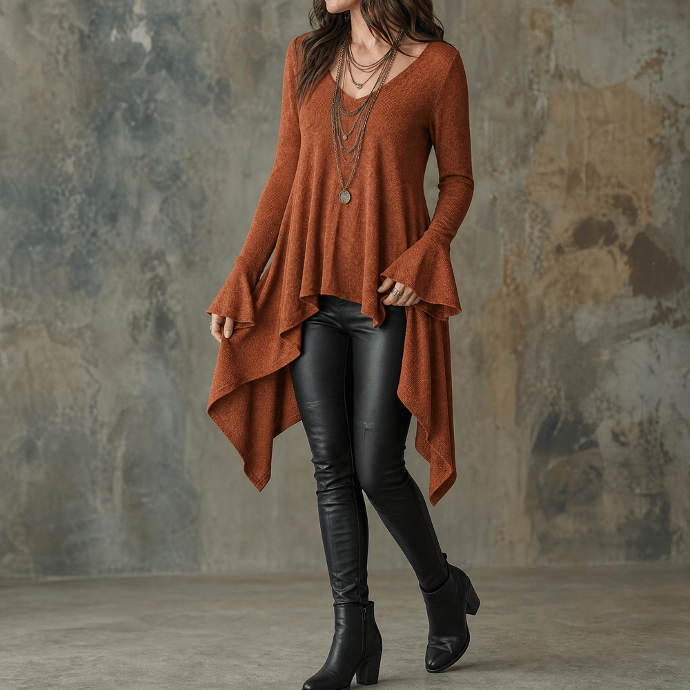 Lirelle – Women's Flowy Handkerchief-Hem Knit Tunic