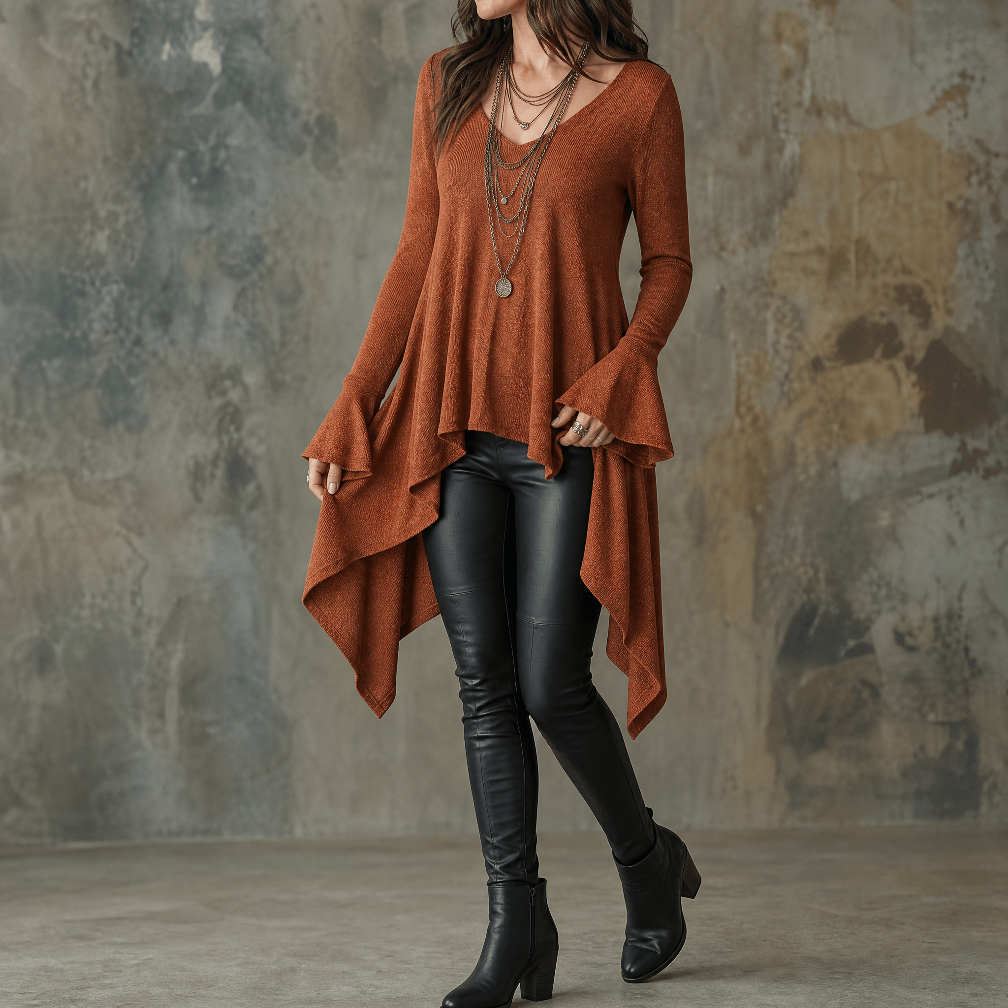 Lirelle – Women's Flowy Handkerchief-Hem Knit Tunic