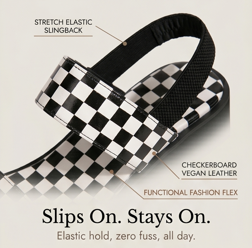 Livia – Checkered Platform Wedge Sandals