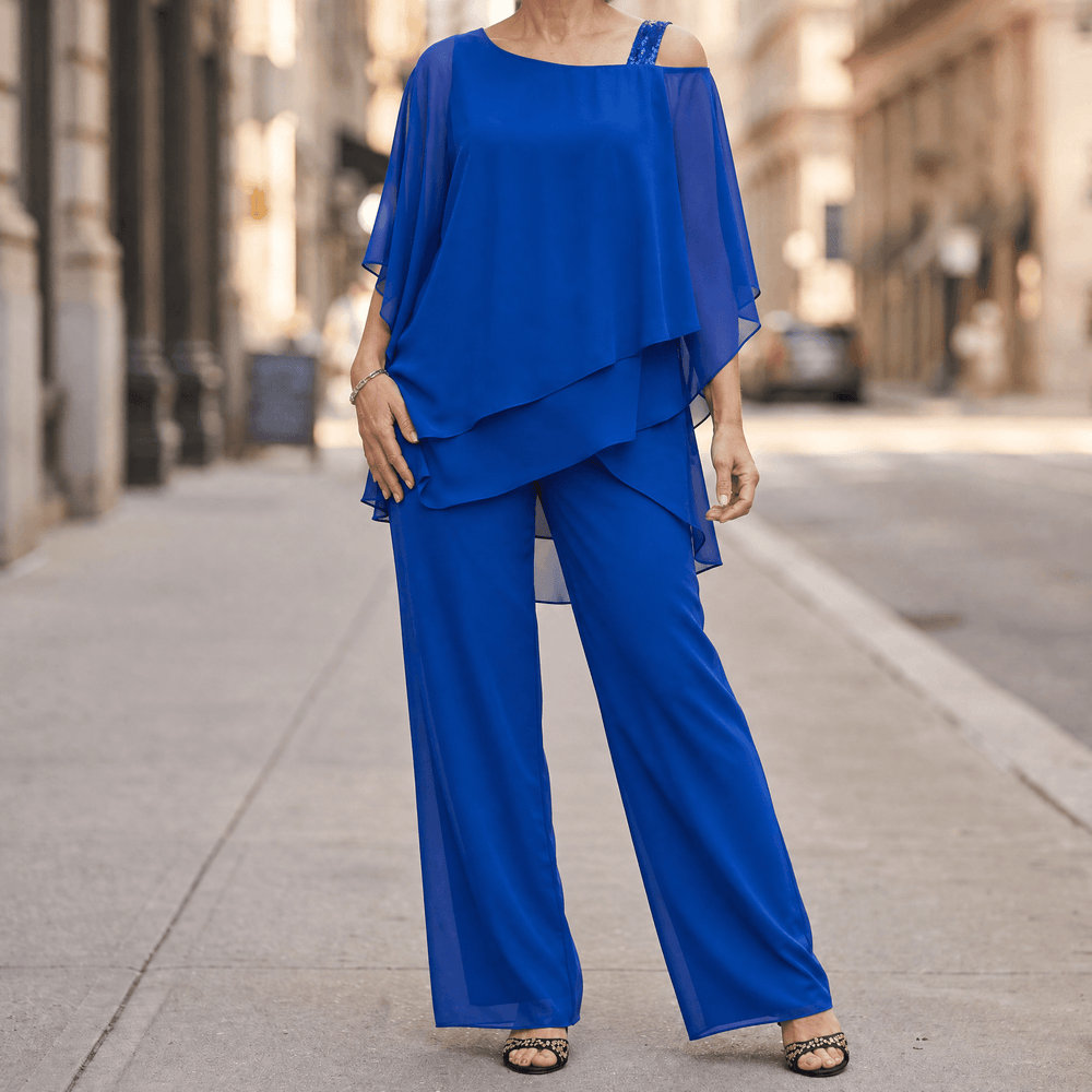 Élora – Women's Asymmetric Chiffon Two-Piece Set